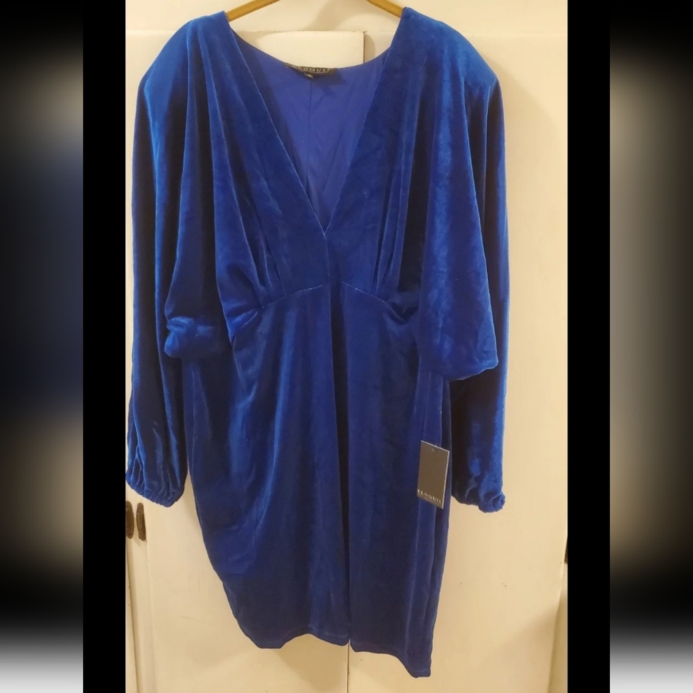 Eloquii Blue Velvet Dress NEW With Tags Size 20 / 22 Plus Size Dress NWT Elegant - Picture 7 of 11